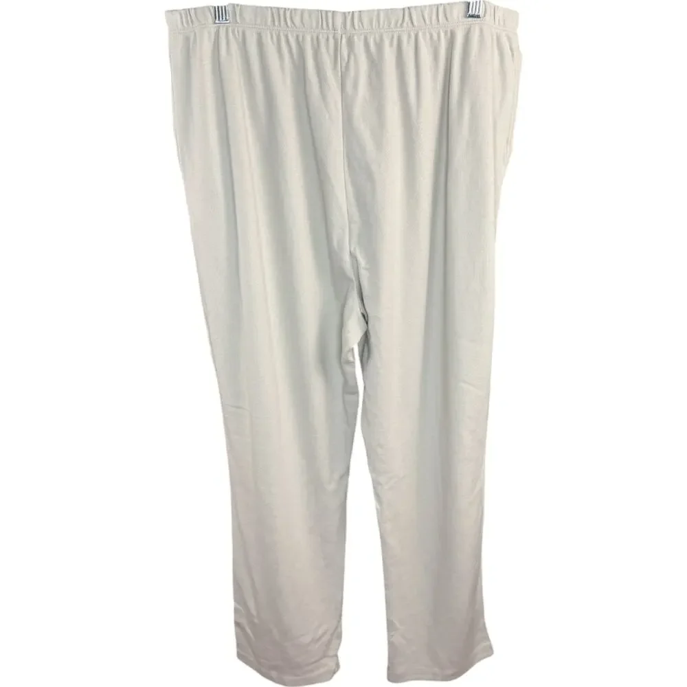 Lands’ End 1X/P‎ Cotton Lounge Pants Beige Elastic Waist Pull-On 16W 18W